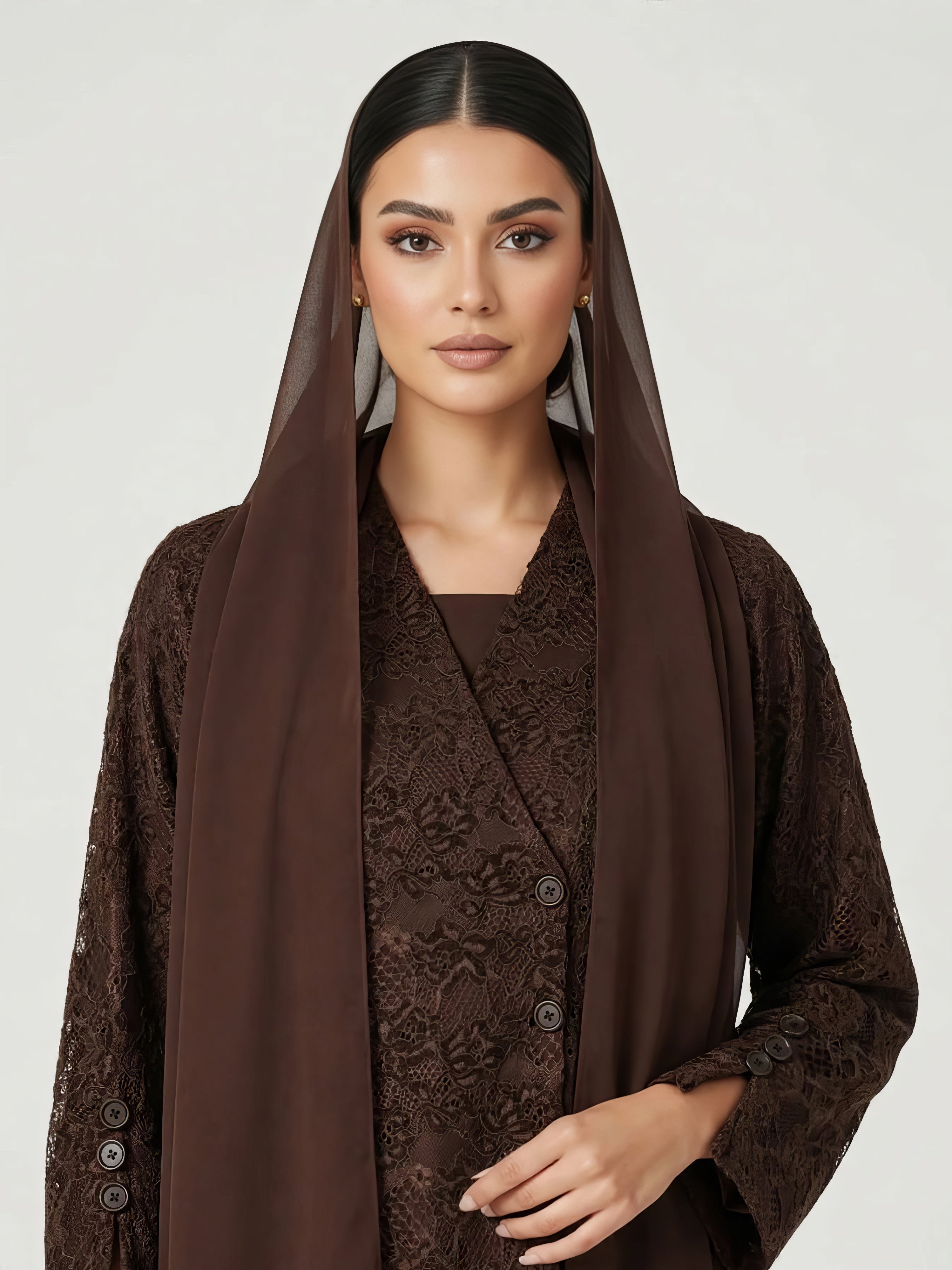 C 2816 Mocha Dantel Abaya