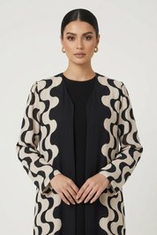 C 2817 Black Swirls Printed Abaya