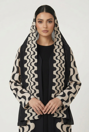 C 2817 Black Swirls Printed Abaya