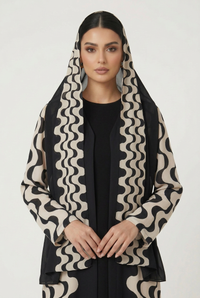 C 2817 Black Swirls Printed Abaya - XS / 50