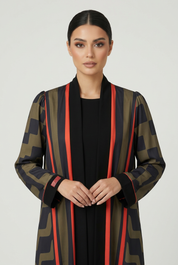 C 2818 Olive Patterned Printed Abaya