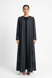 C 2820 Black Green Patterned Printed Abaya