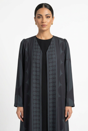 C 2820 Black Green Patterned Printed Abaya