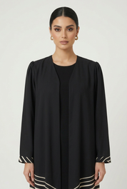 C 2821 Black White Striped Printed Abaya
