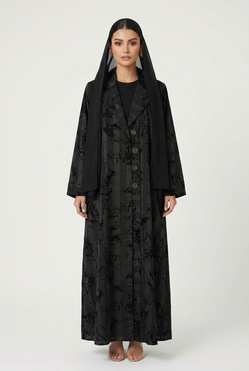 C 2829 Black Striped Abaya