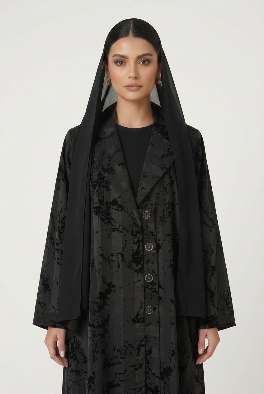 C 2829 Black Striped Abaya