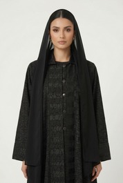 C 2830 Black Striped Patterned Abaya