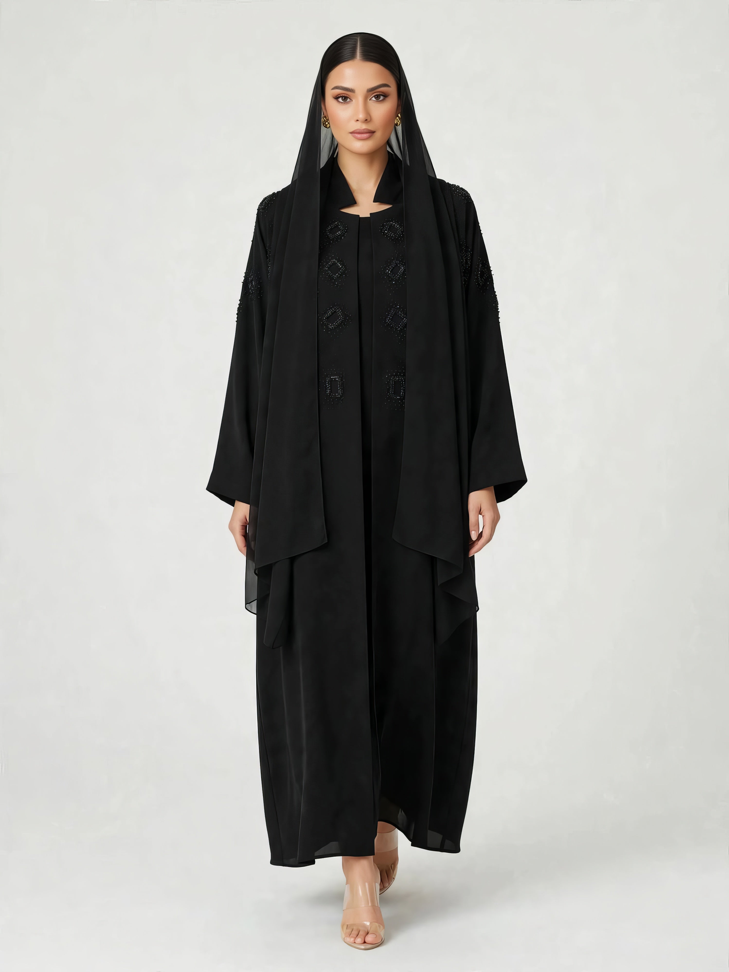 C 2832-01 Rose Quartz Crepe Abaya