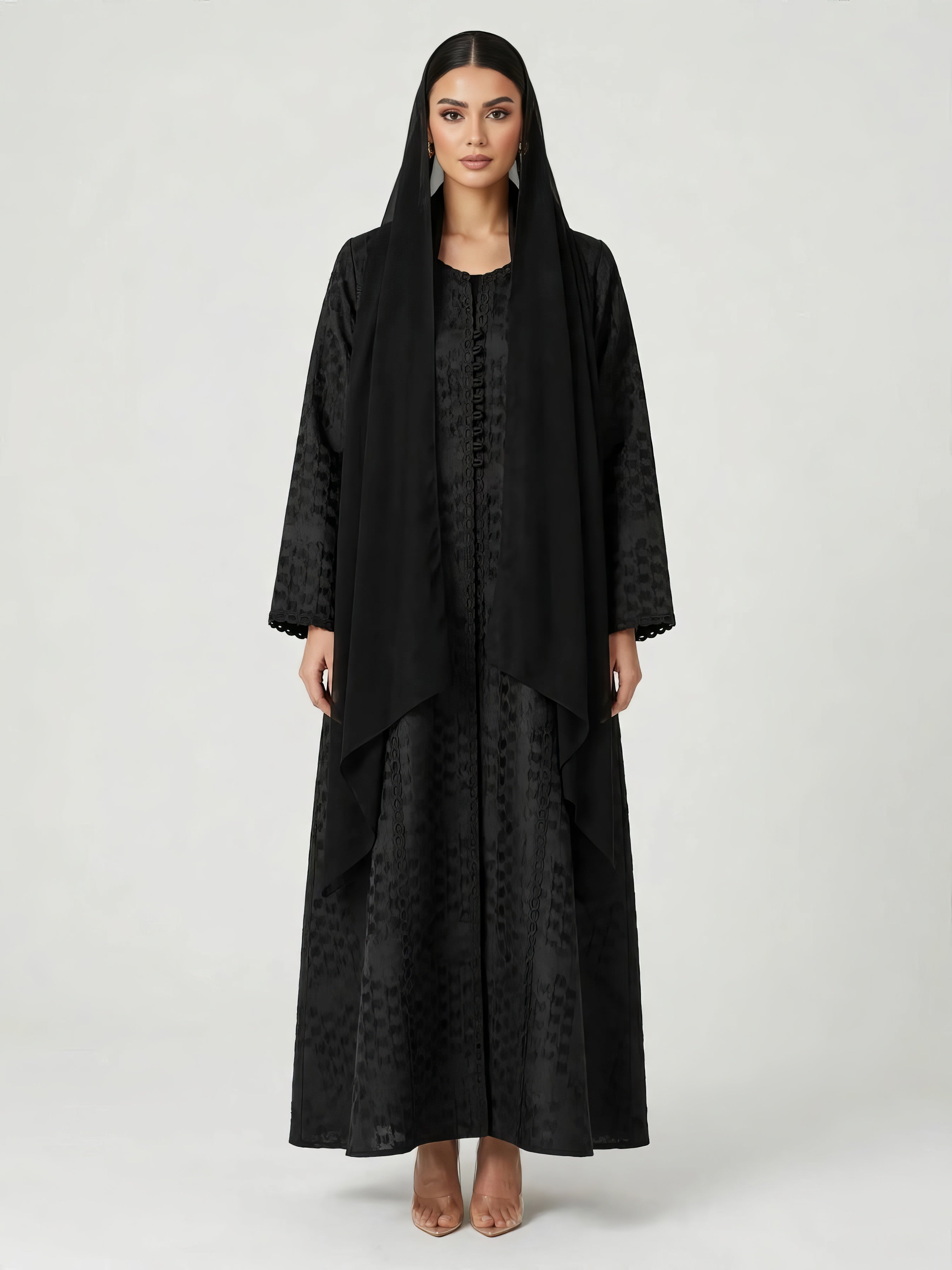 C 2834 Black Patterned Abaya