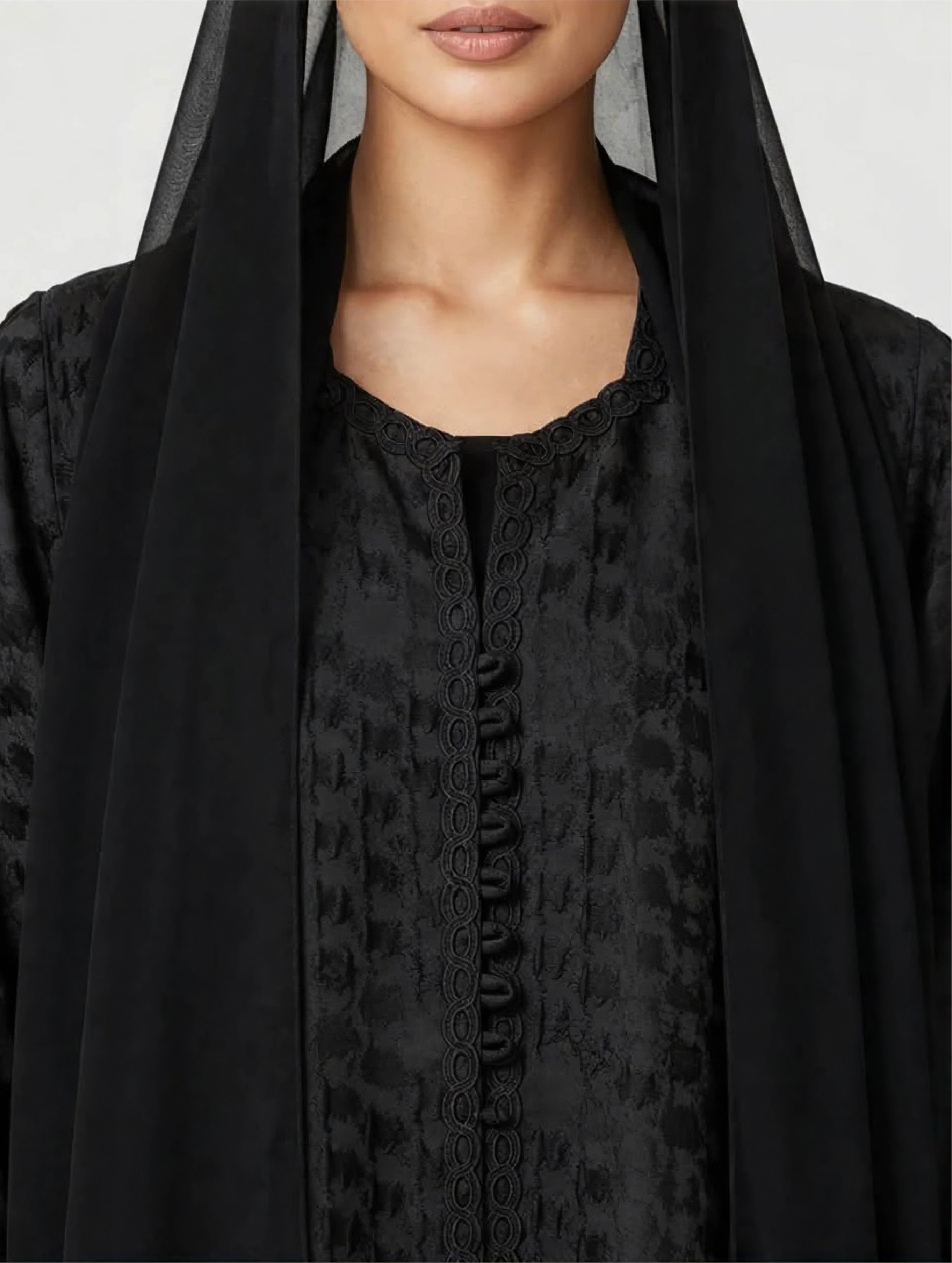 C 2834 Black Patterned Abaya