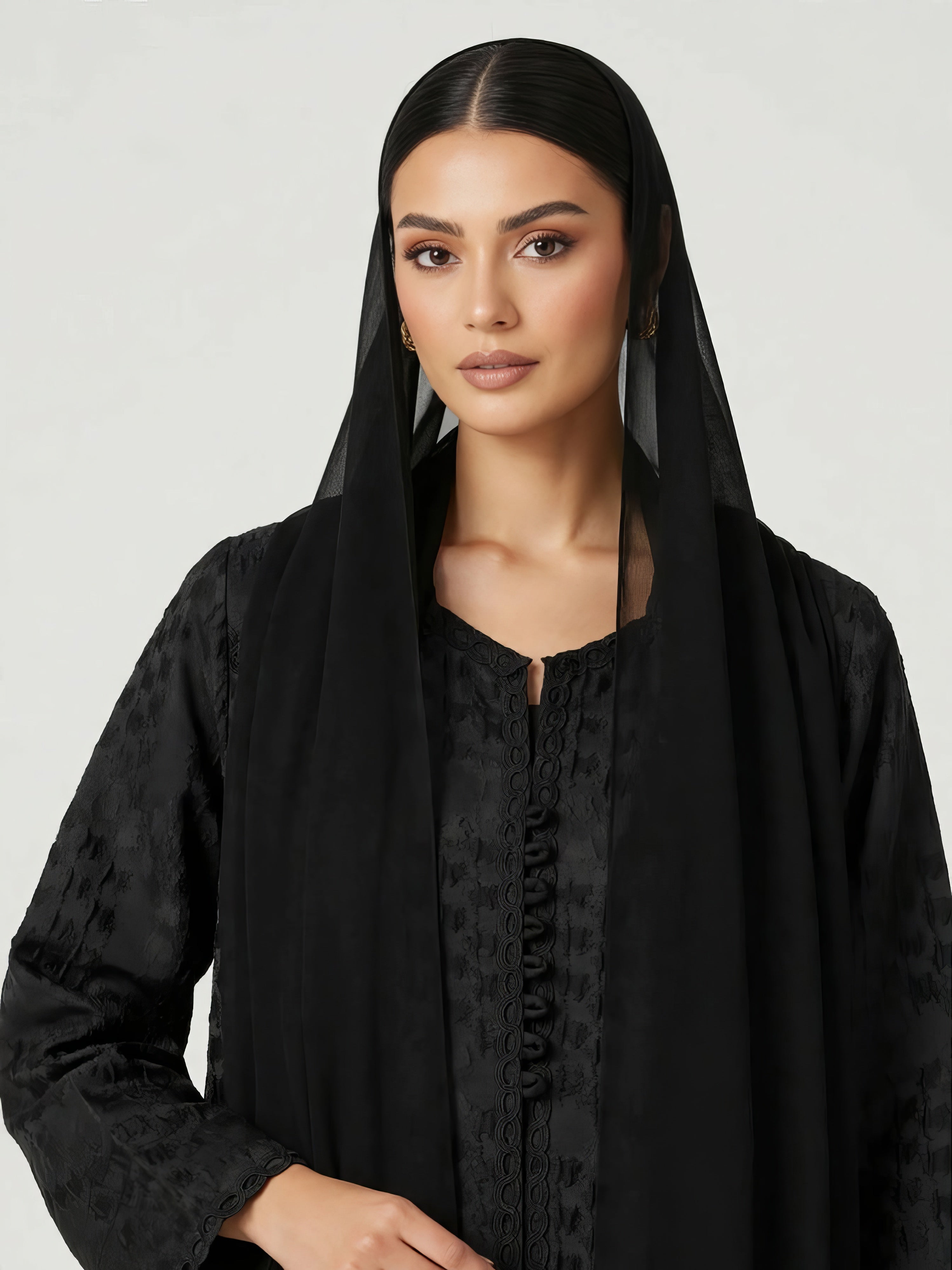C 2834 Black Patterned Abaya