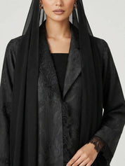 C 2835 Black Floral Lace Abaya