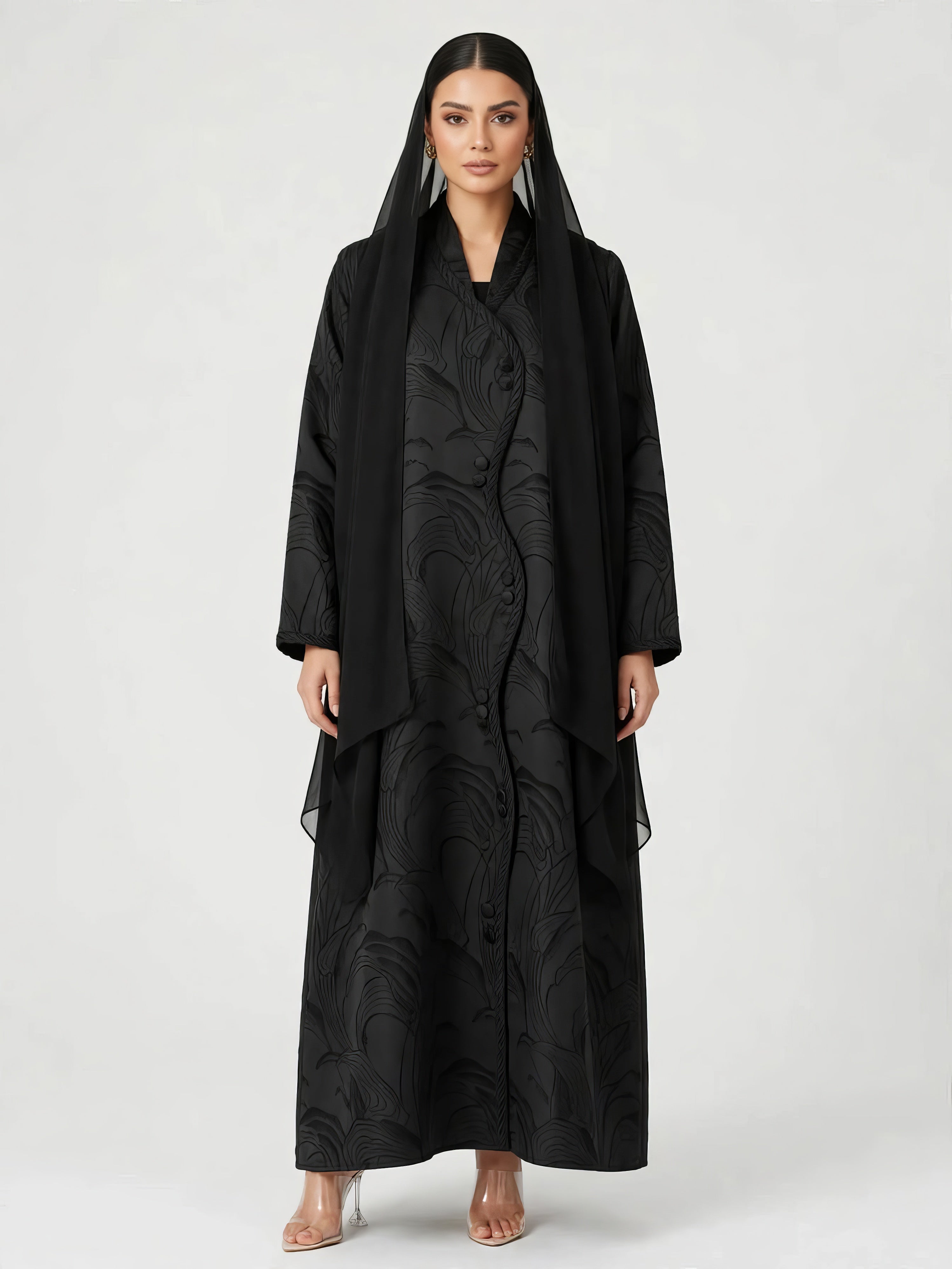 C 2836 Black Swirl Abaya