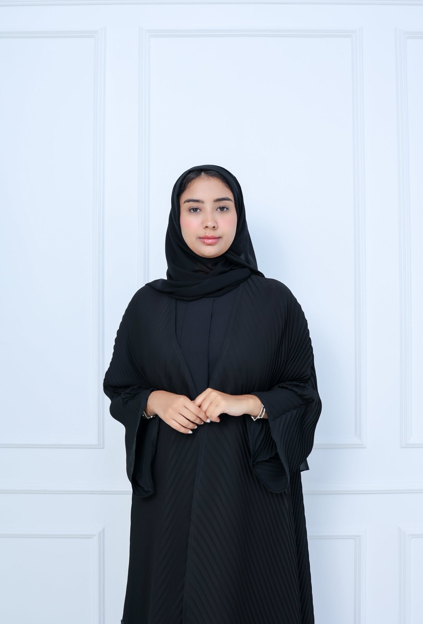 C - 2x2 - Pleated - Black - Abaya - 05