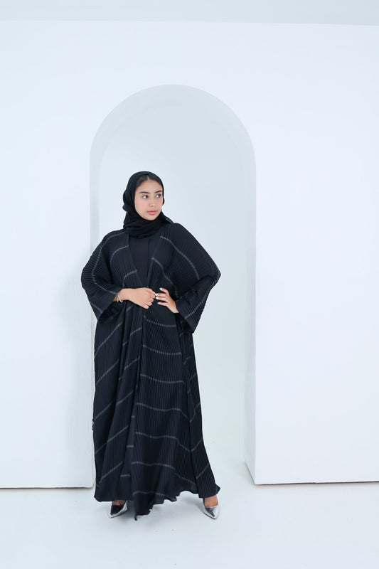 C - 2x2 - Pleated - Black - Abaya - 06