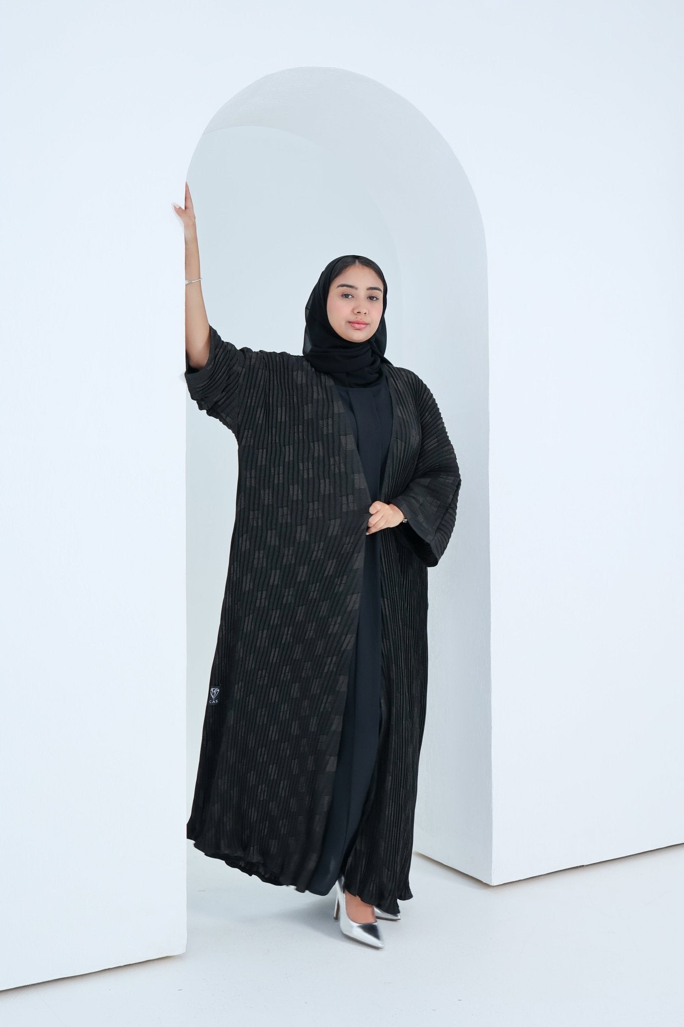 C - 2x2 - Pleated - Black - Abaya - 09