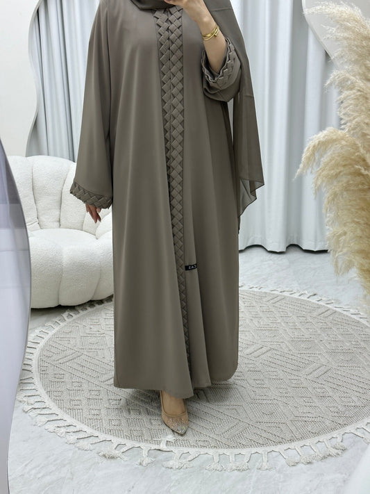 C 3D Checks Beige Abaya