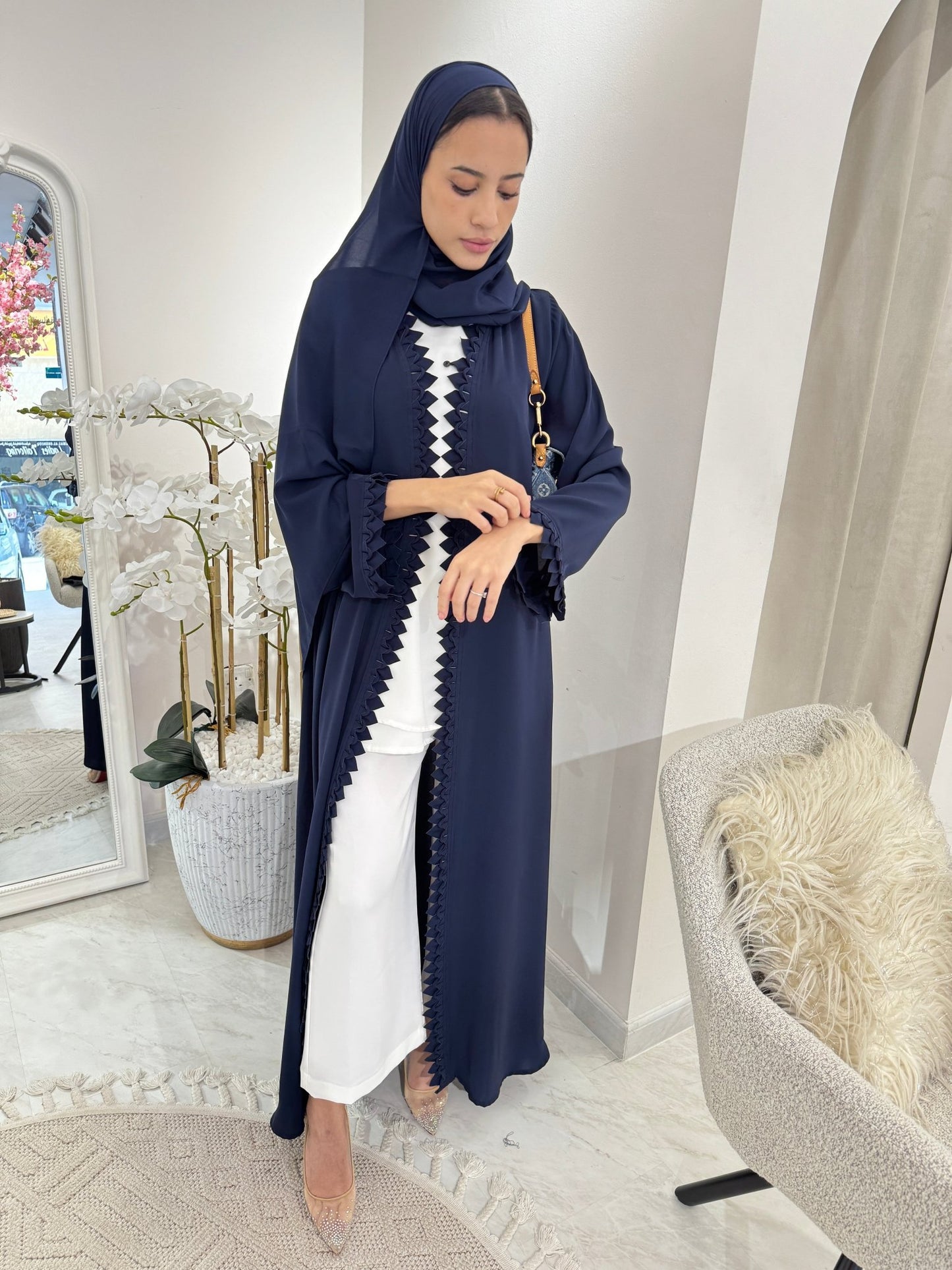 C 3D Zigzag Blue Nada Eid Abaya