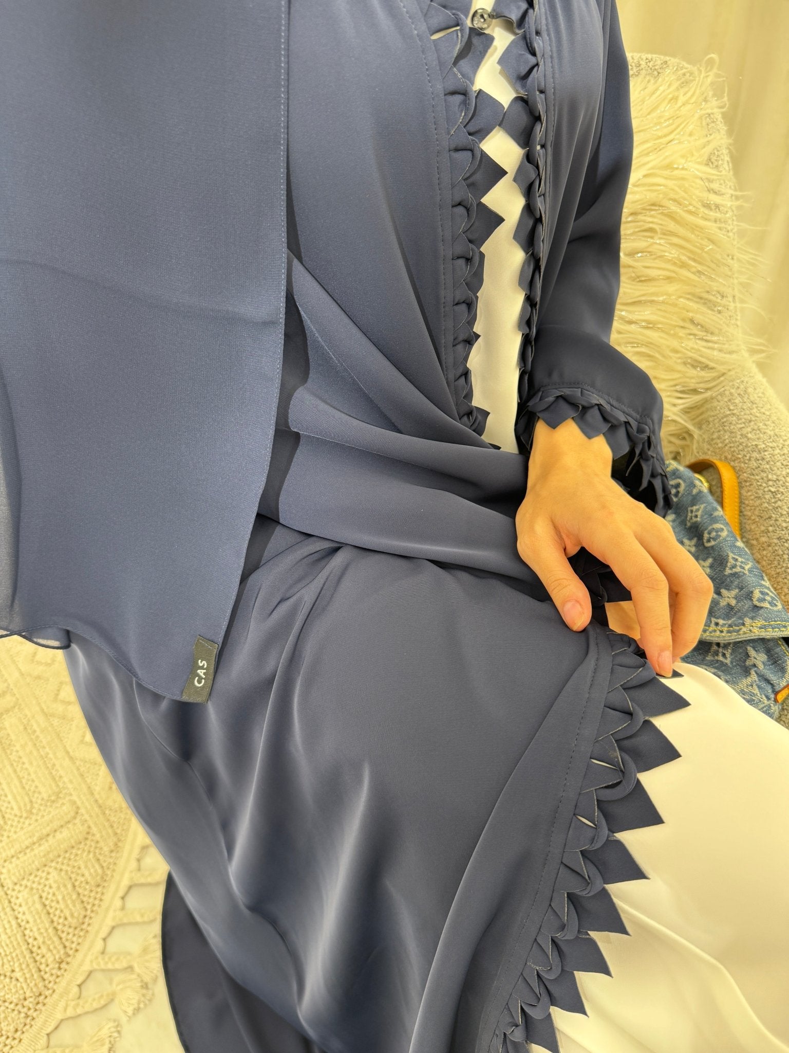 C 3D Zigzag Blue Nada Eid Abaya