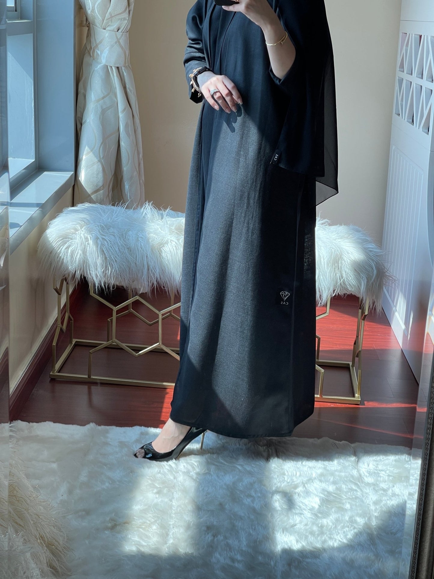 C - Basic - Black - Linen - Abaya - Set