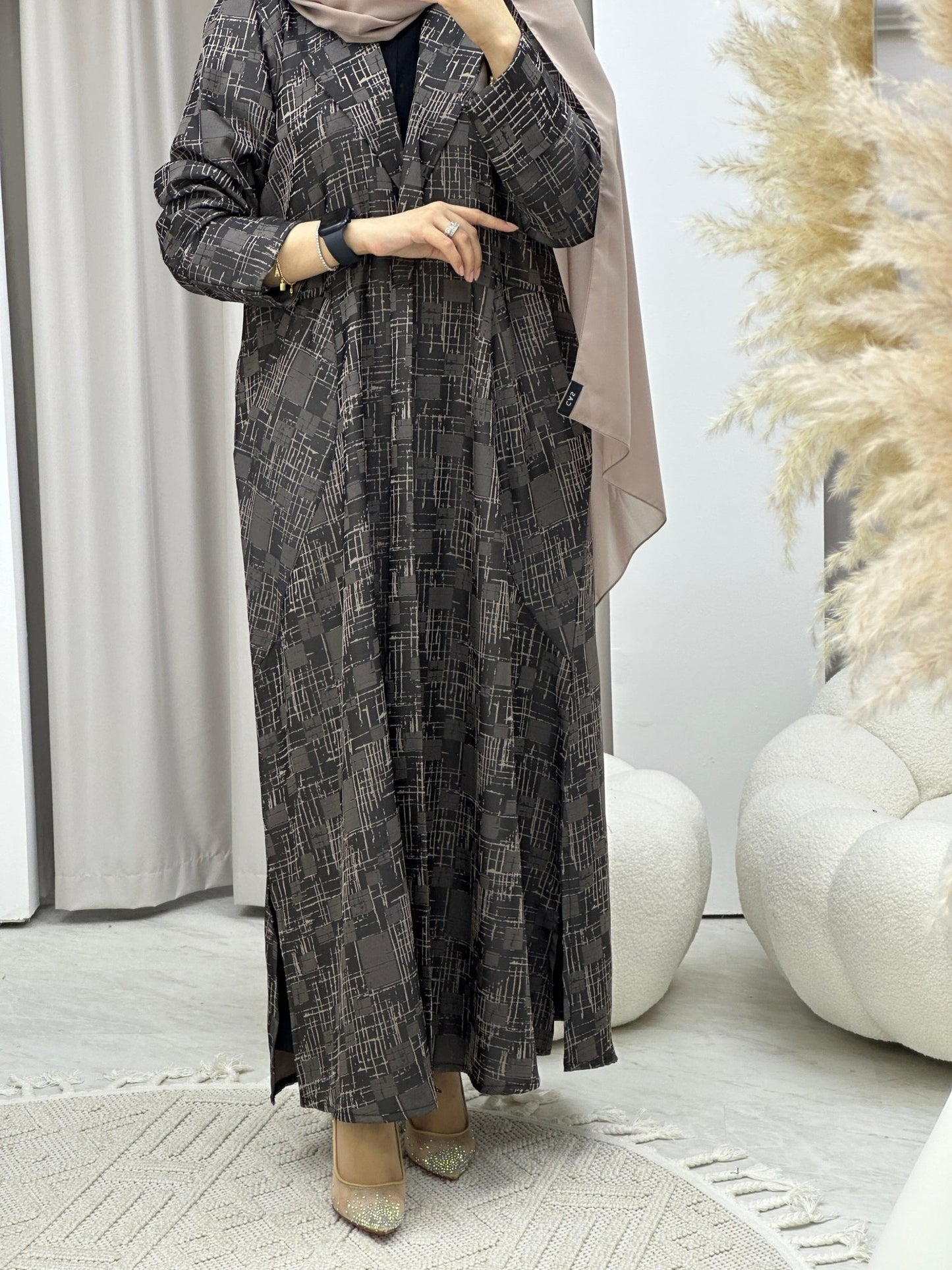 C Beige Coat Winter Abaya