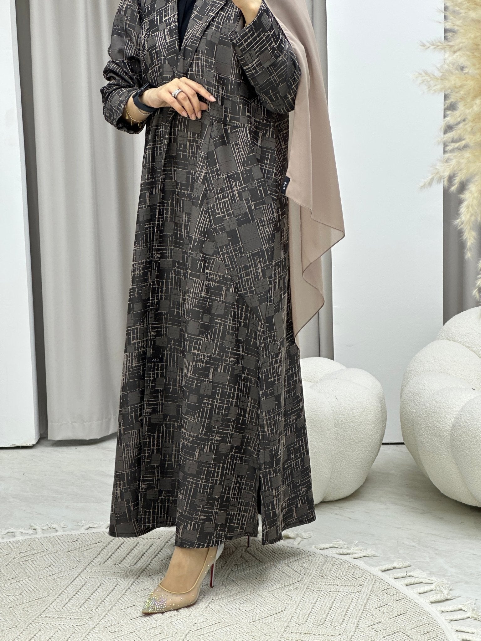 C Beige Coat Winter Abaya