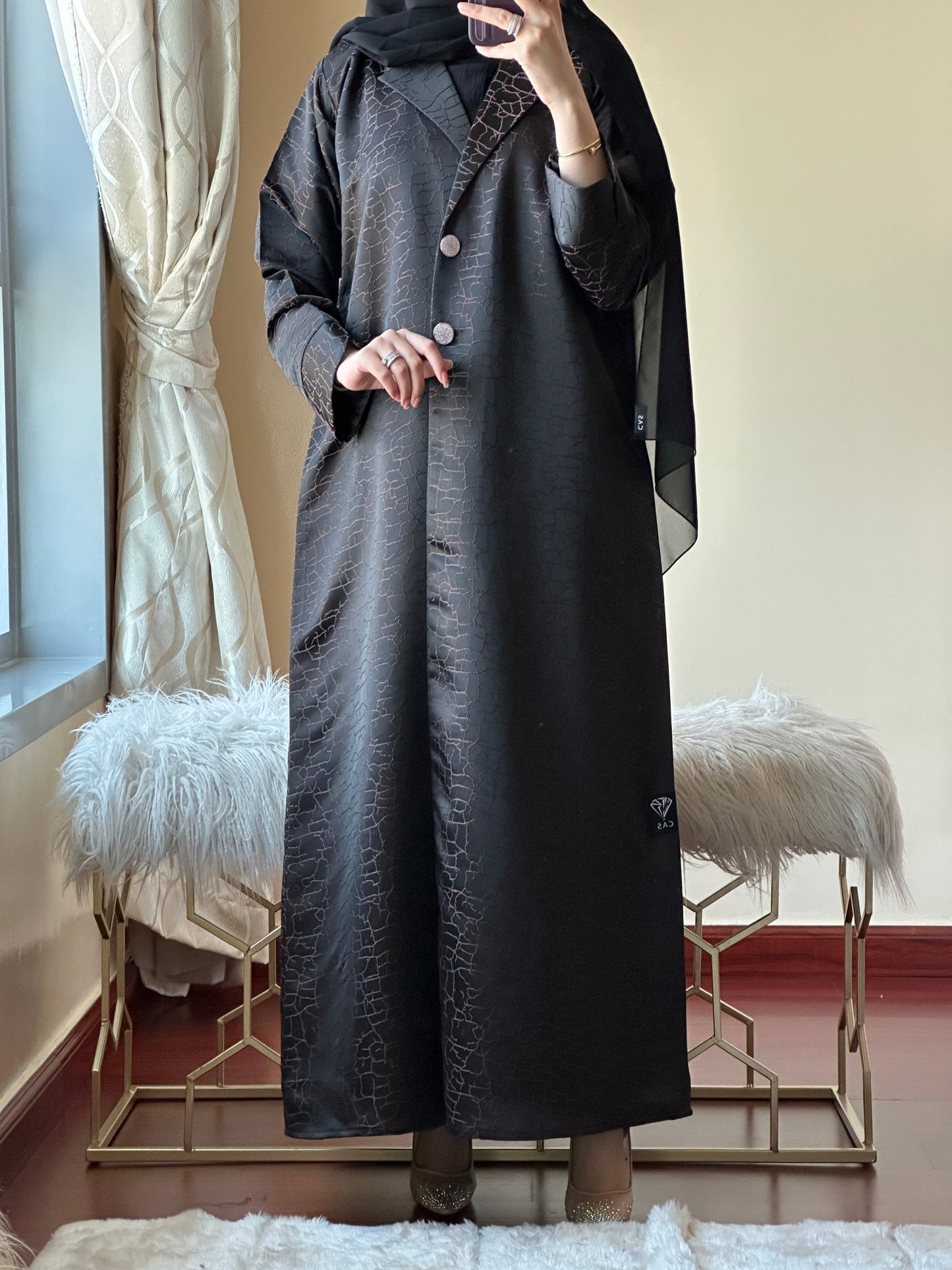 C - Black - Copper - Work - Abaya - Set - 96