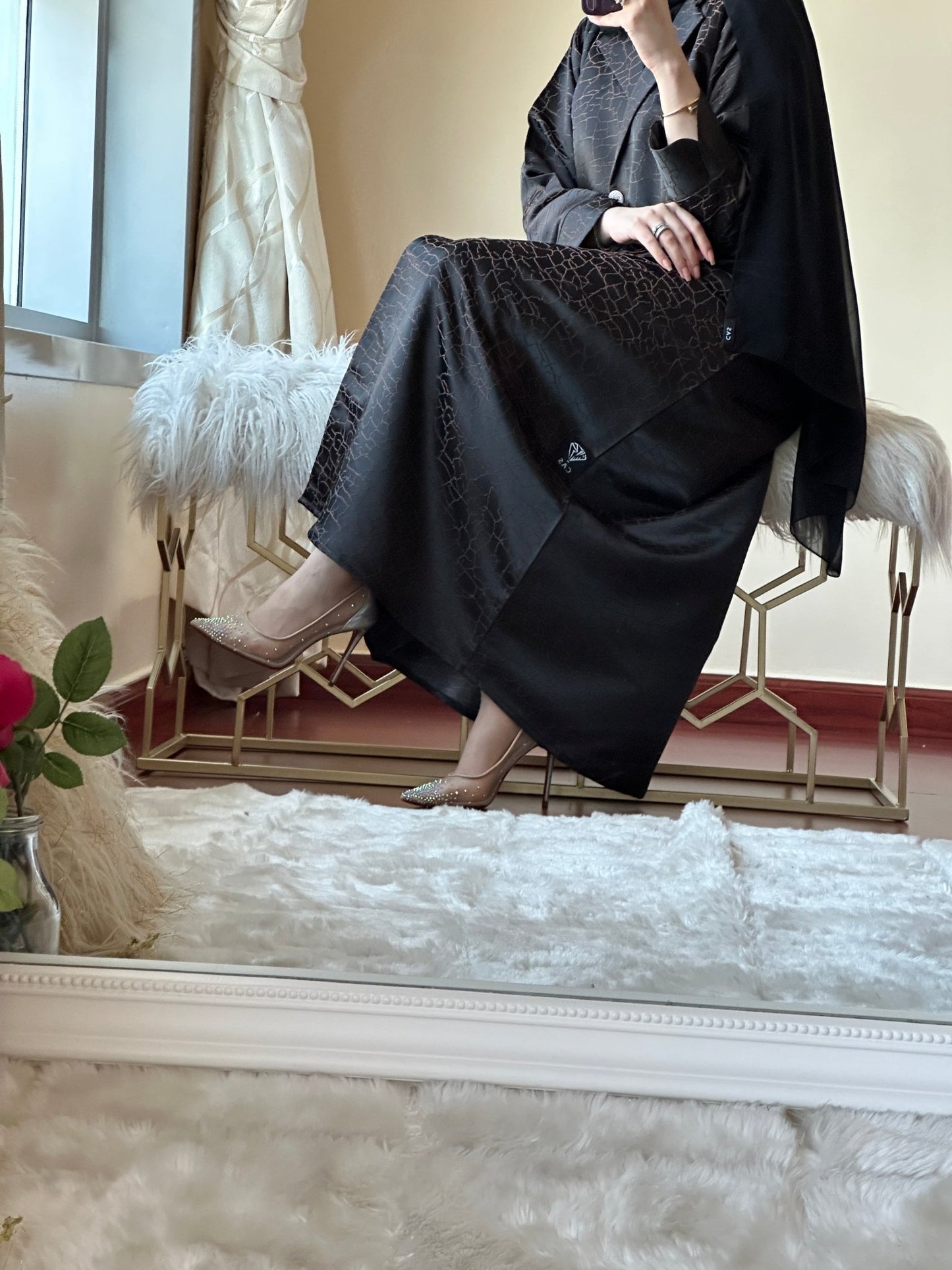 C - Black - Copper - Work - Abaya - Set - 96