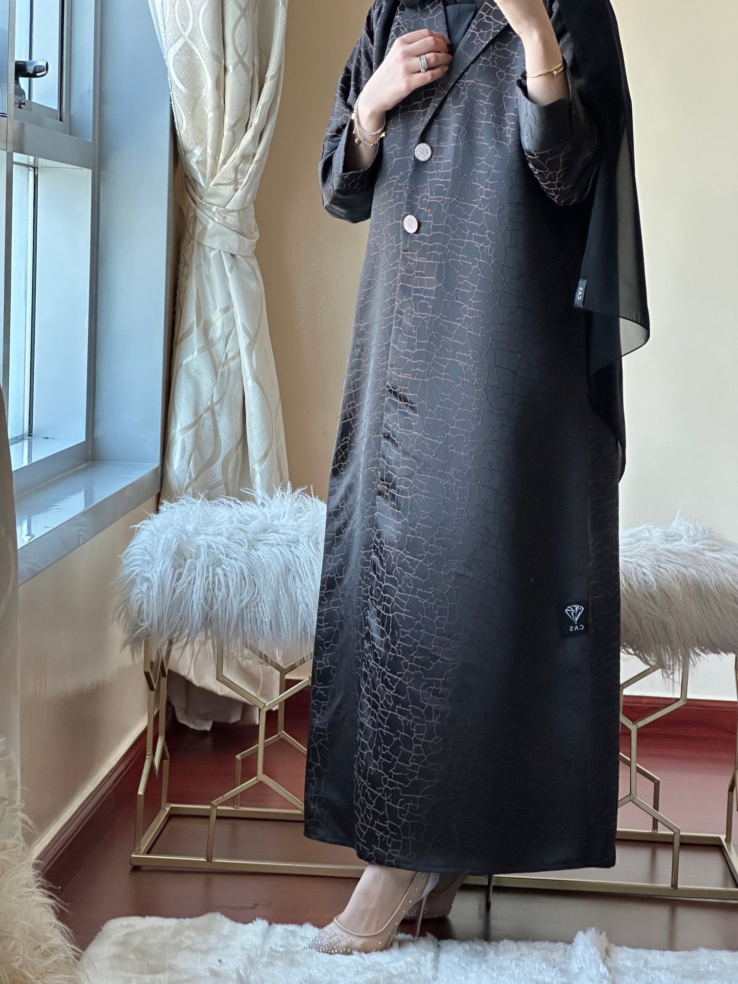 C - Black - Copper - Work - Abaya - Set - 96