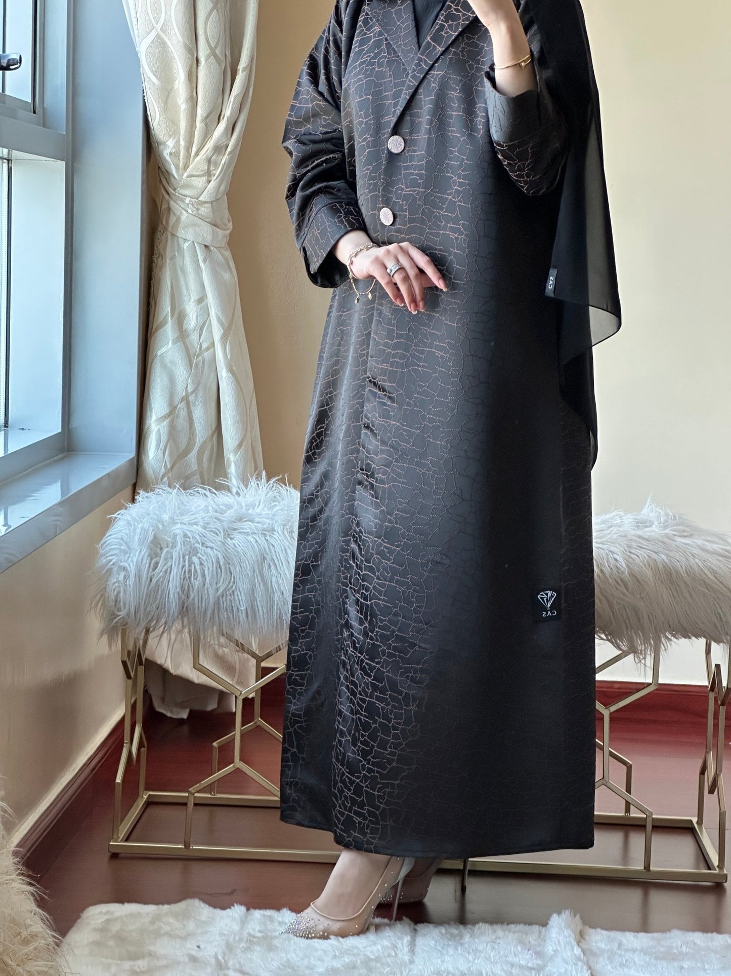 C - Black - Copper - Work - Abaya - Set - 96