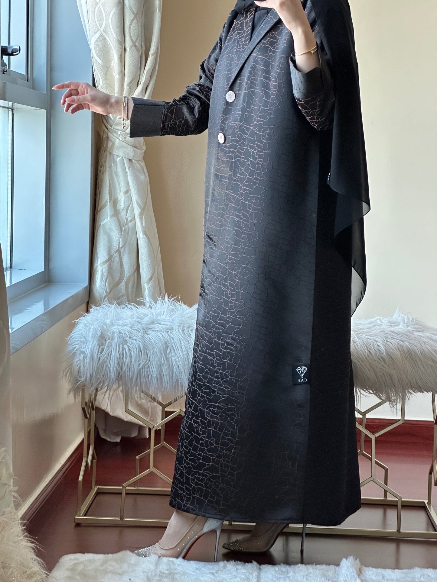 C - Black - Copper - Work - Abaya - Set - 96