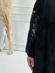 C - Black - Crepe - Dantel - Evening - Abaya - 60