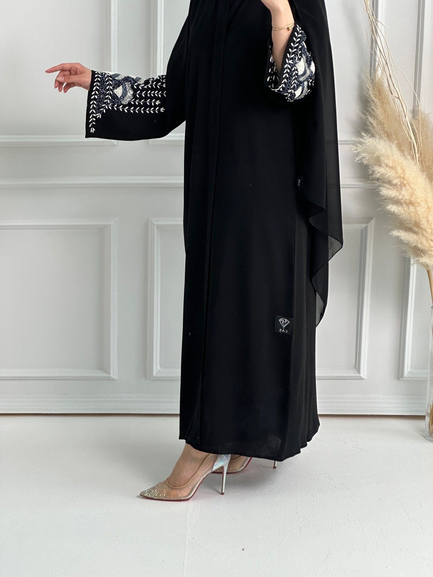 C - Black - Crepe - Evening - Abaya - Set - 61