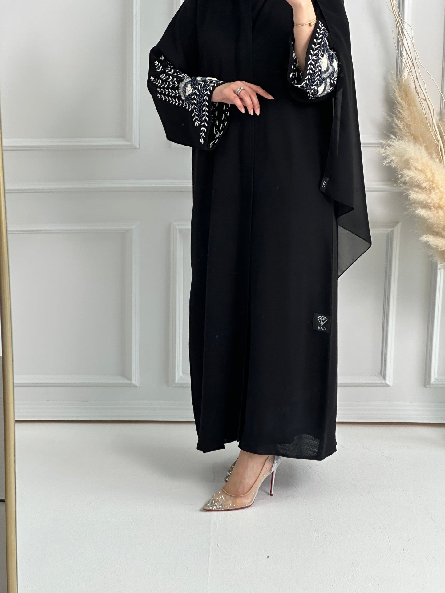 C - Black - Crepe - Evening - Abaya - Set - 61