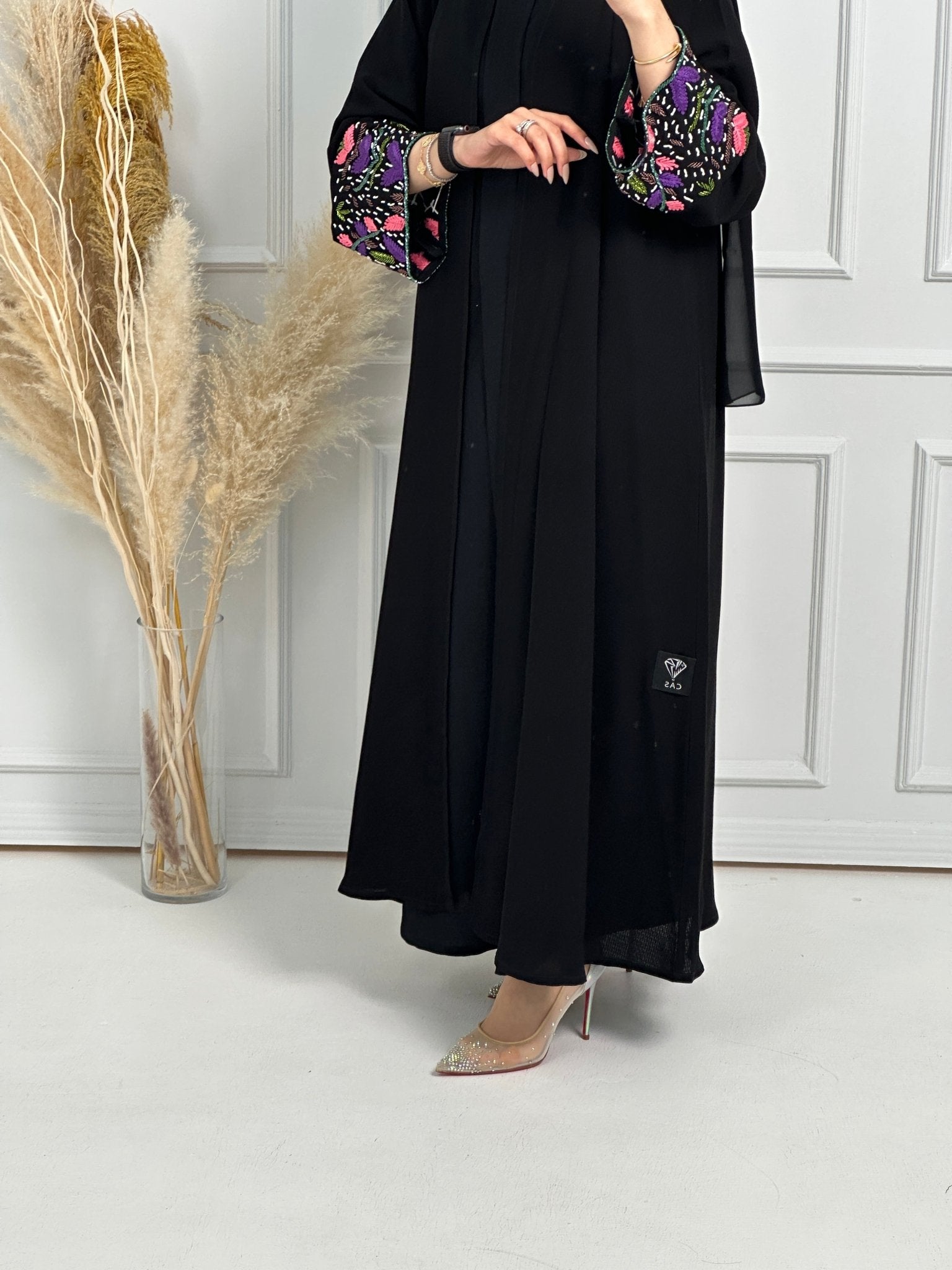 C - Black - Crepe - Evening - Abaya - Set - 62