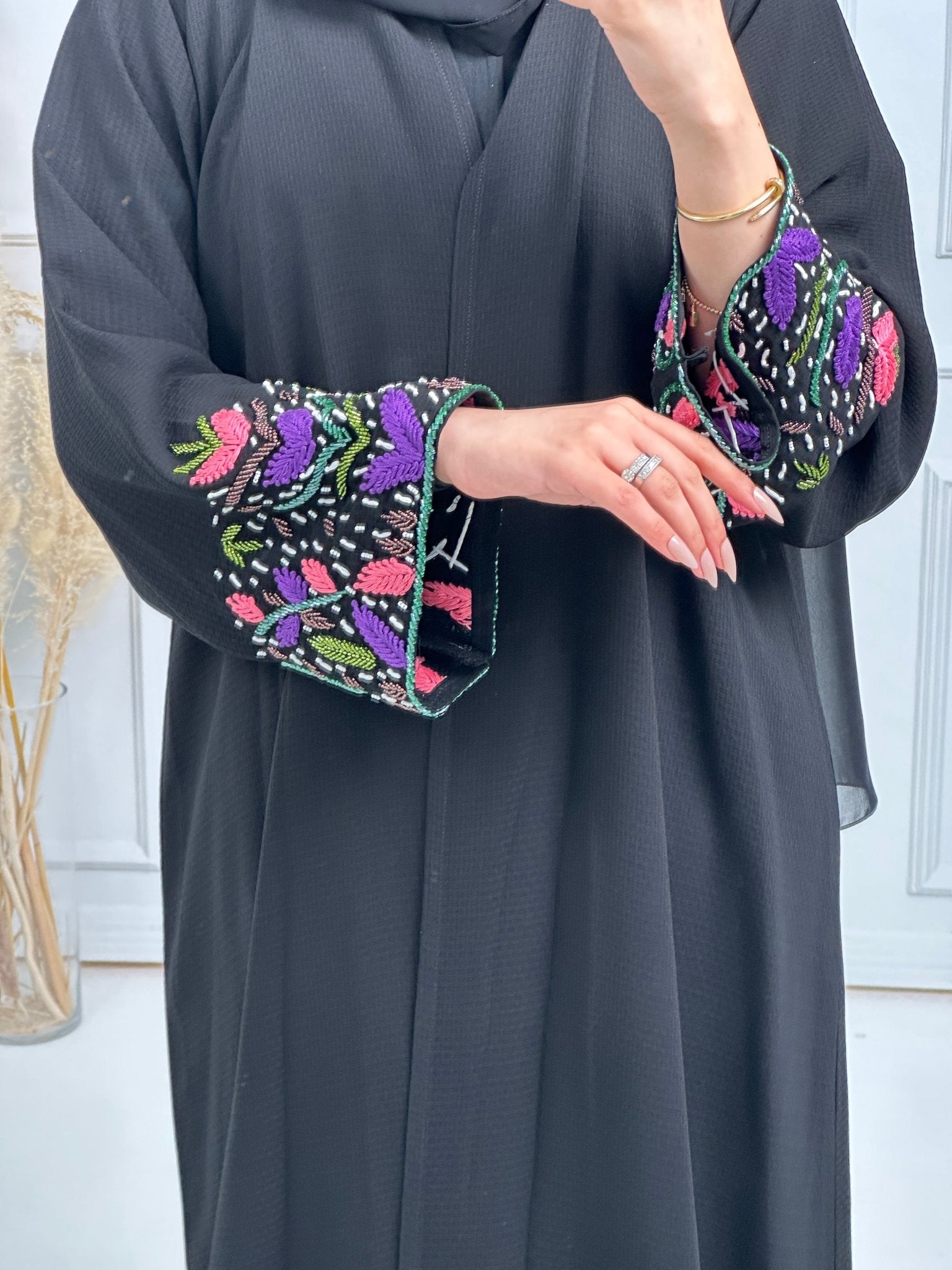 C - Black - Crepe - Evening - Abaya - Set - 62