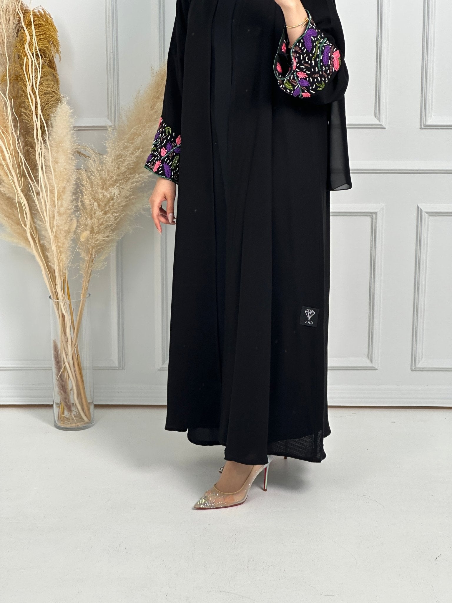 C - Black - Crepe - Evening - Abaya - Set - 62
