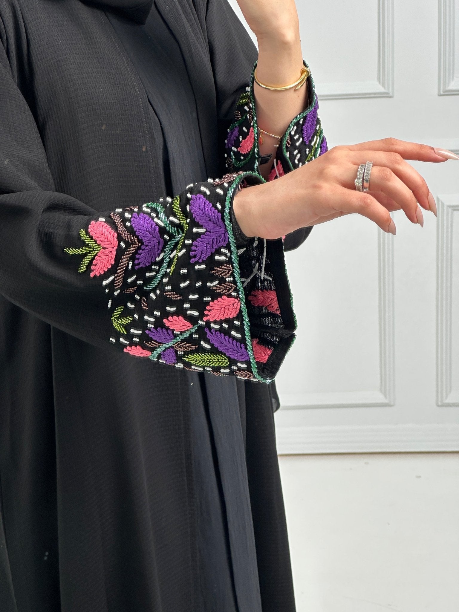 C - Black - Crepe - Evening - Abaya - Set - 62
