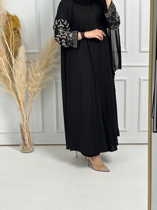 C - Black - Crepe - Evening - Abaya - Set - 63