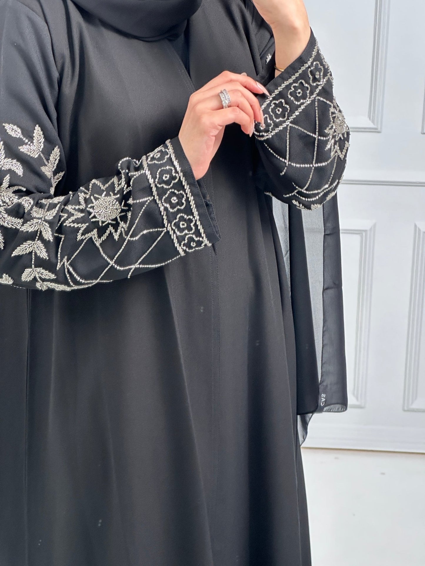 C - Black - Crepe - Evening - Abaya - Set - 63