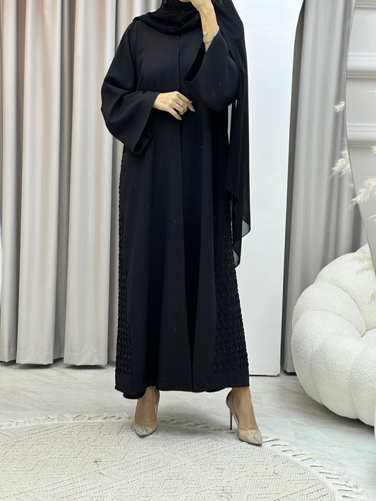 C Black Criss Cross Abaya Set