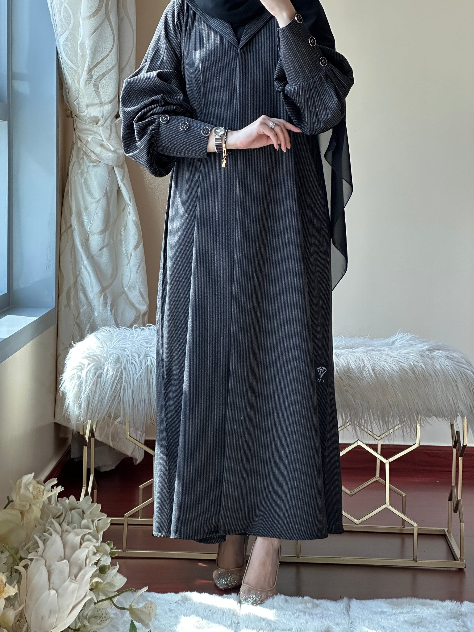 C - Black - DarkGrey - Work - Abaya - Set - 109