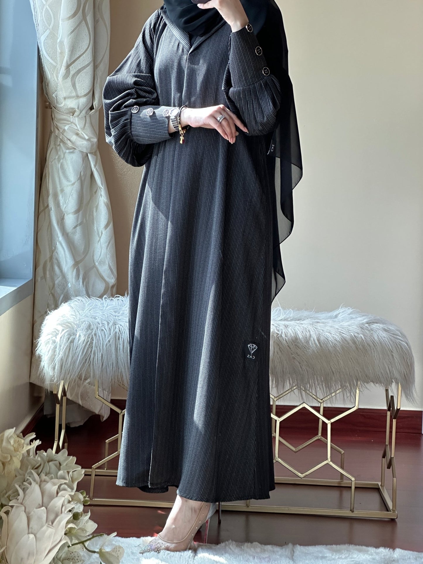 C - Black - DarkGrey - Work - Abaya - Set - 109