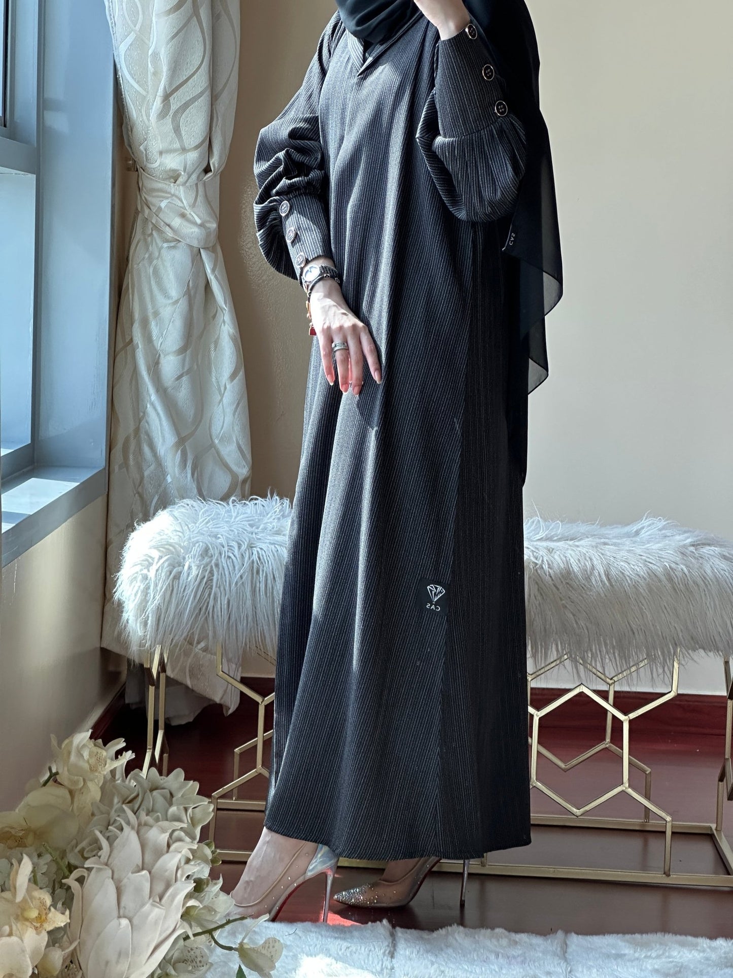 C - Black - DarkGrey - Work - Abaya - Set - 109