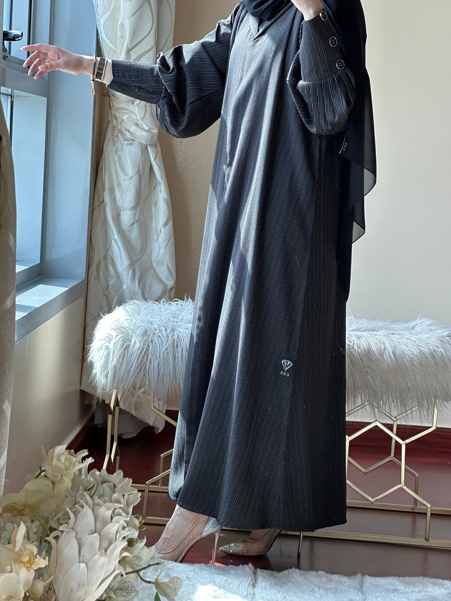 C - Black - DarkGrey - Work - Abaya - Set - 109