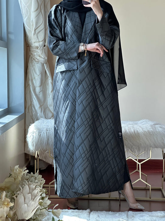 C - Black - Grey - Work - Abaya - Set - 112