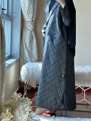 C - Black - Grey - Work - Abaya - Set - 112