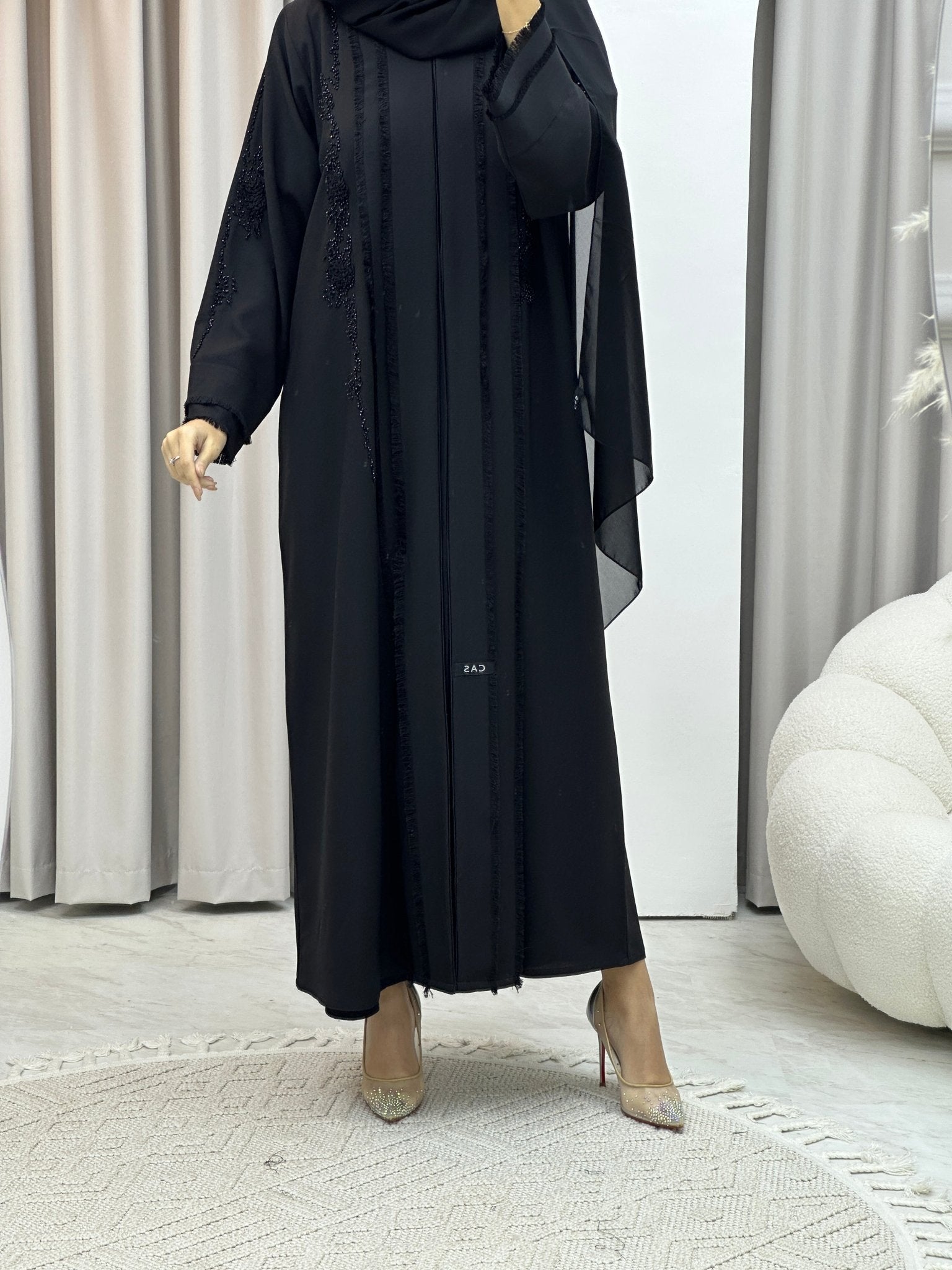 C Black Handwork Abaya Set