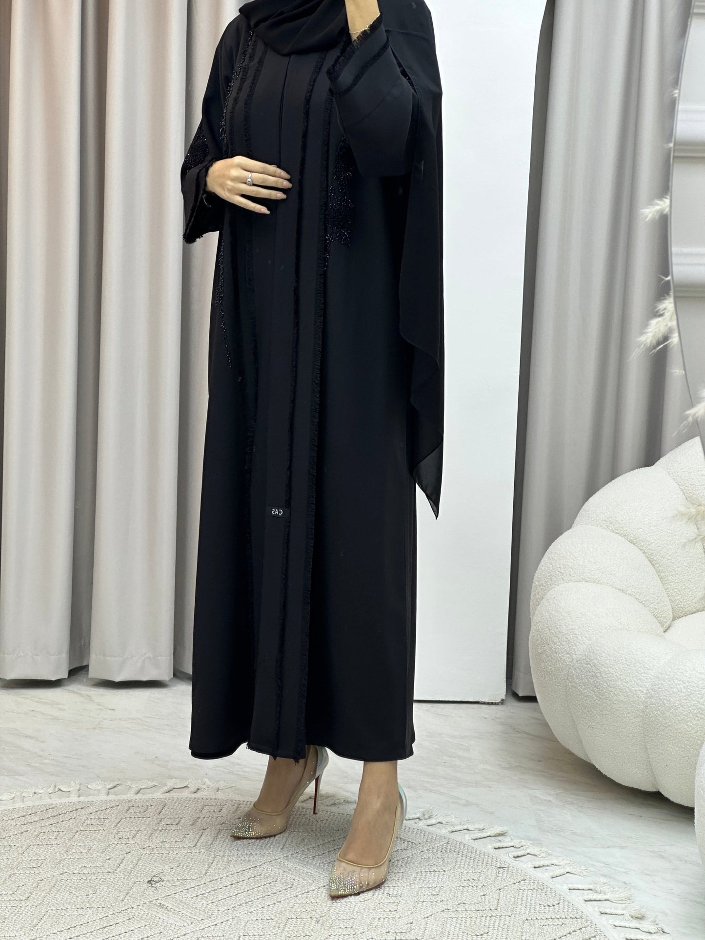 C Black Handwork Abaya Set