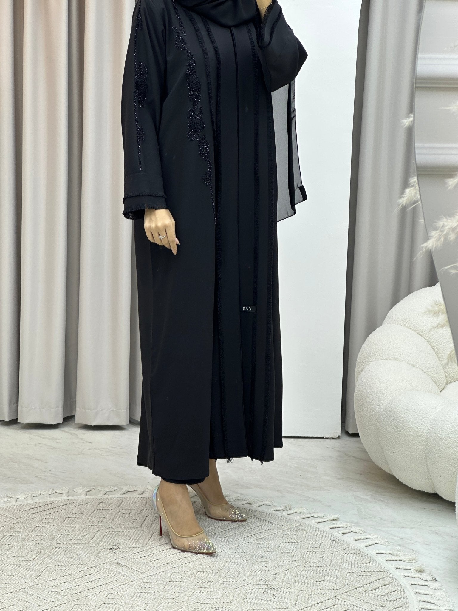 C Black Handwork Abaya Set